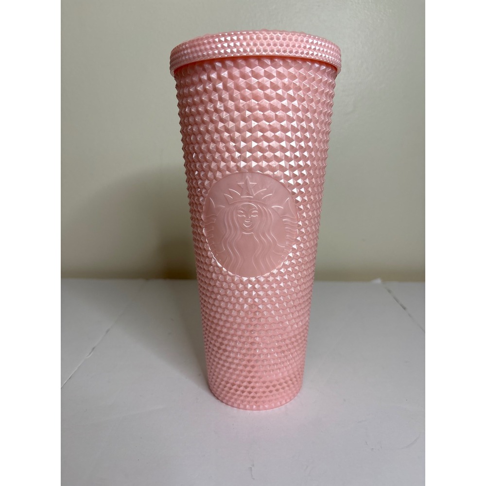 Starbucks Pink‎ Studded Tumbler 24oz Venti Matte Grid Cold Cup with Lid
